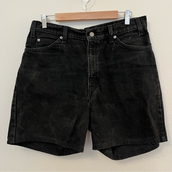Vintage Levi’s Orange Tab 560 Black Denim Jean Shorts High Rise Waist 33 in - Picture 2 of 7